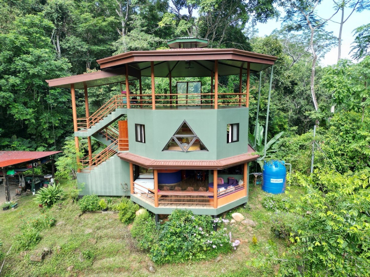 2.94 ACRES – 2 Bedroom Octagonal Home with Waterfall Views, Three 1-Bedroom Guest Cabins, Fruit Forest, river and Yoga Deck! property photo 5 in Costa Rica